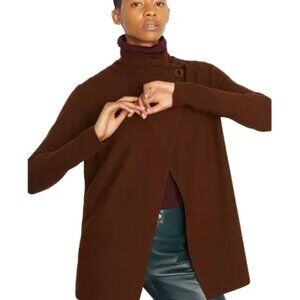 JIGSAW Ring Fastening Pique Cardigan in Brown 100% Merino Wool SZ M